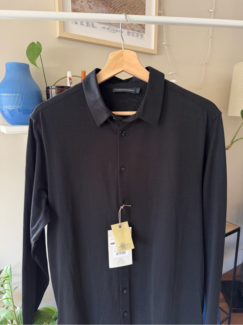 Peak Performance Calm Shirt Black Men's Long-Sleeve Button-Up Shirt